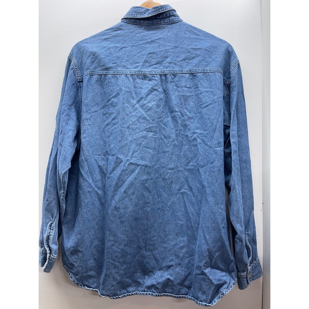 Bobbie Brooks VTG 90 XL Denim Shirt Fall Harvest Pumpkin Teddy Bear Embroidered - Picture 2 of 5